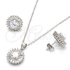 Juego de Arete y Dije de Adulto 10.286.0024 Plata Rodinada, con Zirconia Cubica Blanca y Micro Pave Blanca, Pulido, Rodinado
