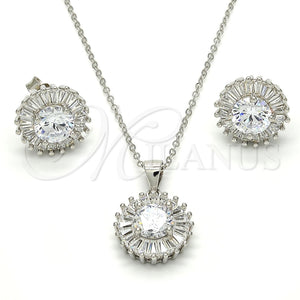 Juego de Arete y Dije de Adulto 10.286.0024 Plata Rodinada, con Zirconia Cubica Blanca y Micro Pave Blanca, Pulido, Rodinado