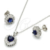 Juego de Arete y Dije de Adulto 10.286.0025 Plata Rodinada, Diseño de Corazón, con Zafiro Azul and Blanca Zirconia Cubica, Pulido, Rodinado