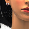 Juego de Arete y Dije de Adulto 10.286.0025.1 Plata Rodinada, Diseño de Corazón, con Zirconia Cubica Granate y Blanca, Pulido, Rodinado