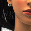 Juego de Arete y Dije de Adulto 10.286.0026.1 Plata Rodinada, con Zirconia Cubica Verde y Blanca, Pulido, Rodinado