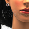 Juego de Arete y Dije de Adulto 10.286.0027.1 Plata Rodinada, con Zirconia Cubica Granate y Blanca, Pulido, Rodinado