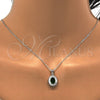 Juego de Arete y Dije de Adulto 10.286.0027.2 Plata Rodinada, con Zirconia Cubica Verde y Blanca, Pulido, Rodinado