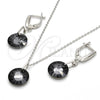 Juego de Arete y Dije de Adulto 10.281.0022 Plata Rodinada, con Swarovski Elements Black Diamond, Pulido, Rodinado