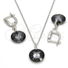 Juego de Arete y Dije de Adulto 10.281.0022 Plata Rodinada, con Swarovski Elements Black Diamond, Pulido, Rodinado