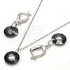 Juego de Arete y Dije de Adulto 10.281.0022 Plata Rodinada, con Swarovski Elements Black Diamond, Pulido, Rodinado