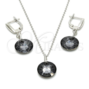 Juego de Arete y Dije de Adulto 10.281.0022 Plata Rodinada, con Swarovski Elements Black Diamond, Pulido, Rodinado