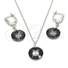 Juego de Arete y Dije de Adulto 10.281.0022 Plata Rodinada, con Swarovski Elements Black Diamond, Pulido, Rodinado