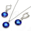 Juego de Arete y Dije de Adulto 10.281.0022.1 Plata Rodinada, con Swarovski Elements Bermuda Blue, Pulido, Rodinado