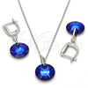Juego de Arete y Dije de Adulto 10.281.0022.1 Plata Rodinada, con Swarovski Elements Bermuda Blue, Pulido, Rodinado