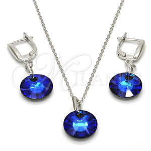 Juego de Arete y Dije de Adulto 10.281.0022.1 Plata Rodinada, con Swarovski Elements Bermuda Blue, Pulido, Rodinado