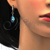 Juego de Arete y Dije de Adulto 10.281.0023.1 Plata Rodinada, Diseño de Gota, con Swarovski Elements Bermuda Blue, Pulido, Rodinado