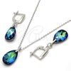 Juego de Arete y Dije de Adulto 10.281.0023.1 Plata Rodinada, Diseño de Gota, con Swarovski Elements Bermuda Blue, Pulido, Rodinado