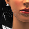 Juego de Arete y Dije de Adulto 10.175.0052 Plata Rodinada, con Zirconia Cubica Blanca, Pulido, Rodinado