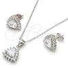 Juego de Arete y Dije de Adulto 10.175.0052 Plata Rodinada, con Zirconia Cubica Blanca, Pulido, Rodinado