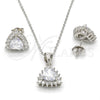 Juego de Arete y Dije de Adulto 10.175.0052 Plata Rodinada, con Zirconia Cubica Blanca, Pulido, Rodinado