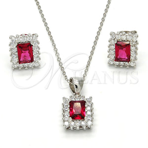 Juego de Arete y Dije de Adulto 10.175.0053.1 Plata Rodinada, con Zirconia Cubica Granate y Blanca, Pulido, Rodinado