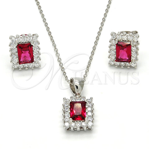 Juego de Arete y Dije de Adulto 10.175.0053.1 Plata Rodinada, con Zirconia Cubica Granate y Blanca, Pulido, Rodinado