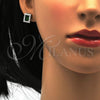 Juego de Arete y Dije de Adulto 10.175.0053.2 Plata Rodinada, Diseño de Baguette, con Zirconia Cubica Verde y Blanca, Pulido, Rodinado