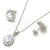 Juego de Arete y Dije de Adulto 10.175.0054 Plata Rodinada, con Zirconia Cubica Blanca, Pulido, Rodinado