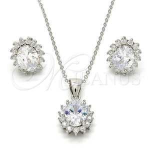 Juego de Arete y Dije de Adulto 10.175.0054 Plata Rodinada, con Zirconia Cubica Blanca, Pulido, Rodinado