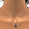 Juego de Arete y Dije de Adulto 10.175.0054.2 Plata Rodinada, con Zirconia Cubica Blanca y Rubi, Pulido, Rodinado