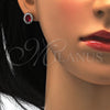 Juego de Arete y Dije de Adulto 10.175.0054.2 Plata Rodinada, con Zirconia Cubica Blanca y Rubi, Pulido, Rodinado