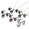 Juego de Arete y Dije de Adulto 10.175.0054.2 Plata Rodinada, con Zirconia Cubica Blanca y Rubi, Pulido, Rodinado
