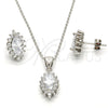 Juego de Arete y Dije de Adulto 10.175.0056 Plata Rodinada, con Zirconia Cubica Blanca, Pulido, Rodinado