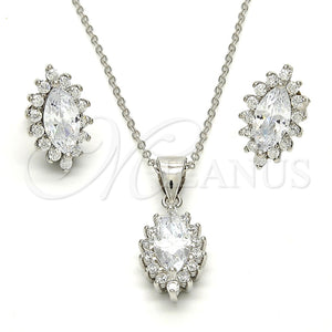 Juego de Arete y Dije de Adulto 10.175.0056 Plata Rodinada, con Zirconia Cubica Blanca, Pulido, Rodinado