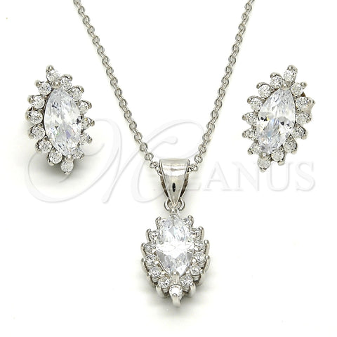 Juego de Arete y Dije de Adulto 10.175.0056 Plata Rodinada, con Zirconia Cubica Blanca, Pulido, Rodinado