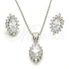 Juego de Arete y Dije de Adulto 10.175.0056 Plata Rodinada, con Zirconia Cubica Blanca, Pulido, Rodinado