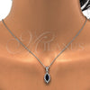 Juego de Arete y Dije de Adulto 10.175.0056.3 Plata Rodinada, con Zirconia Cubica Zafiro Azul y Blanca, Pulido, Rodinado