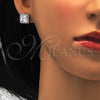 Juego de Arete y Dije de Adulto 10.175.0057 Plata Rodinada, con Zirconia Cubica Blanca, Pulido, Rodinado