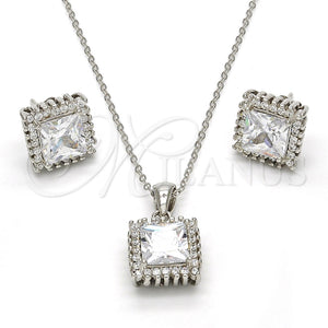Juego de Arete y Dije de Adulto 10.175.0057 Plata Rodinada, con Zirconia Cubica Blanca, Pulido, Rodinado