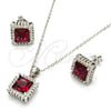 Juego de Arete y Dije de Adulto 10.175.0057.1 Plata Rodinada, con Granate and Blanca Zirconia Cubica, Pulido, Rodinado