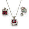 Juego de Arete y Dije de Adulto 10.175.0057.1 Plata Rodinada, con Granate and Blanca Zirconia Cubica, Pulido, Rodinado