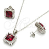 Juego de Arete y Dije de Adulto 10.175.0057.1 Plata Rodinada, con Granate and Blanca Zirconia Cubica, Pulido, Rodinado