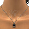 Juego de Arete y Dije de Adulto 10.175.0057.2 Plata Rodinada, con Zirconia Cubica Zafiro Azul y Blanca, Pulido, Rodinado