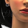 Juego de Arete y Dije de Adulto 10.175.0057.2 Plata Rodinada, con Zirconia Cubica Zafiro Azul y Blanca, Pulido, Rodinado