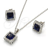 Juego de Arete y Dije de Adulto 10.175.0057.2 Plata Rodinada, con Zirconia Cubica Zafiro Azul y Blanca, Pulido, Rodinado
