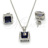 Juego de Arete y Dije de Adulto 10.175.0057.2 Plata Rodinada, con Zirconia Cubica Zafiro Azul y Blanca, Pulido, Rodinado
