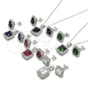 Juego de Arete y Dije de Adulto 10.175.0057.2 Plata Rodinada, con Zirconia Cubica Zafiro Azul y Blanca, Pulido, Rodinado