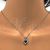 Juego de Arete y Dije de Adulto 10.175.0058.3 Plata Rodinada, Diseño de Corazón, con Zirconia Cubica Verde y Blanca, Pulido, Rodinado