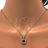 Juego de Arete y Dije de Adulto 10.175.0059.2 Plata Rodinada, con Zirconia Cubica Blanca y Rubi, Pulido, Rodinado