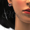 Juego de Arete y Dije de Adulto 10.175.0059.2 Plata Rodinada, con Zirconia Cubica Blanca y Rubi, Pulido, Rodinado