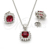 Juego de Arete y Dije de Adulto 10.175.0059.2 Plata Rodinada, con Zirconia Cubica Blanca y Rubi, Pulido, Rodinado