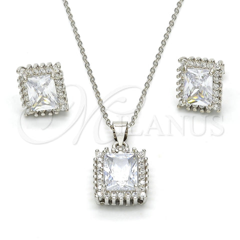 Juego de Arete y Dije de Adulto 10.175.0061 Plata Rodinada, con Zirconia Cubica Blanca, Pulido, Rodinado