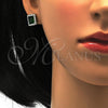 Juego de Arete y Dije de Adulto 10.175.0061.1 Plata Rodinada, con Zirconia Cubica Verde y Blanca, Pulido, Rodinado
