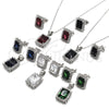 Juego de Arete y Dije de Adulto 10.175.0061.1 Plata Rodinada, con Zirconia Cubica Verde y Blanca, Pulido, Rodinado